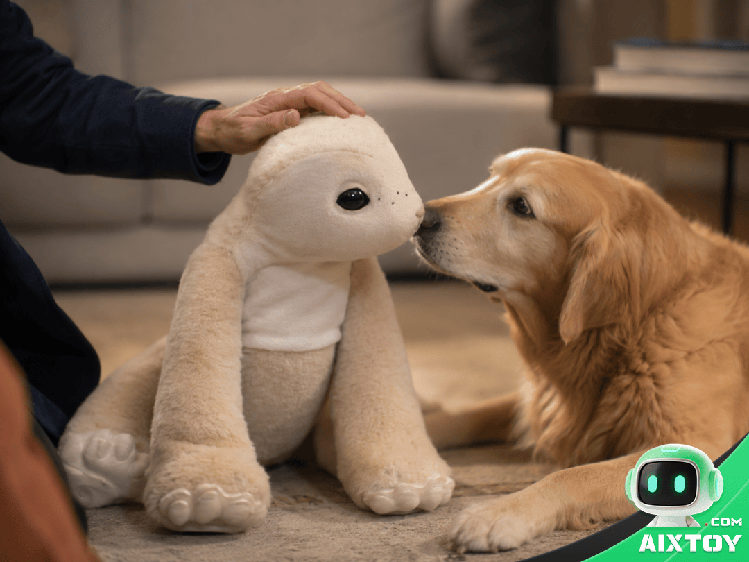 Familiar Machines & Magic AI pet robot with expressive eyes and fur