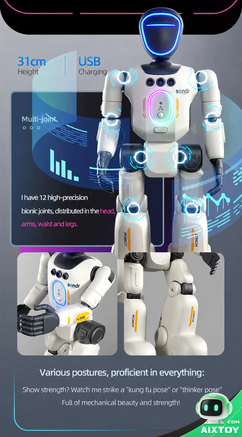 IQOEM AI Coding Education Robot - Programmable Humanoid Robot Toy for Kids IQOEM AI Coding Education Robot - Programmable Humanoid Robot Toy for Kids - feature detail