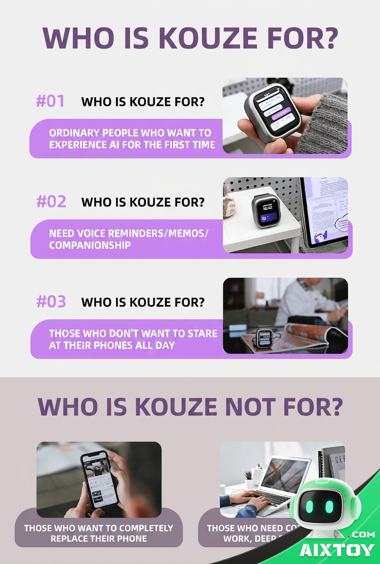 KOUZE K1 Pro AI Desktop Companion Robot - Smart Voice & Touch detail