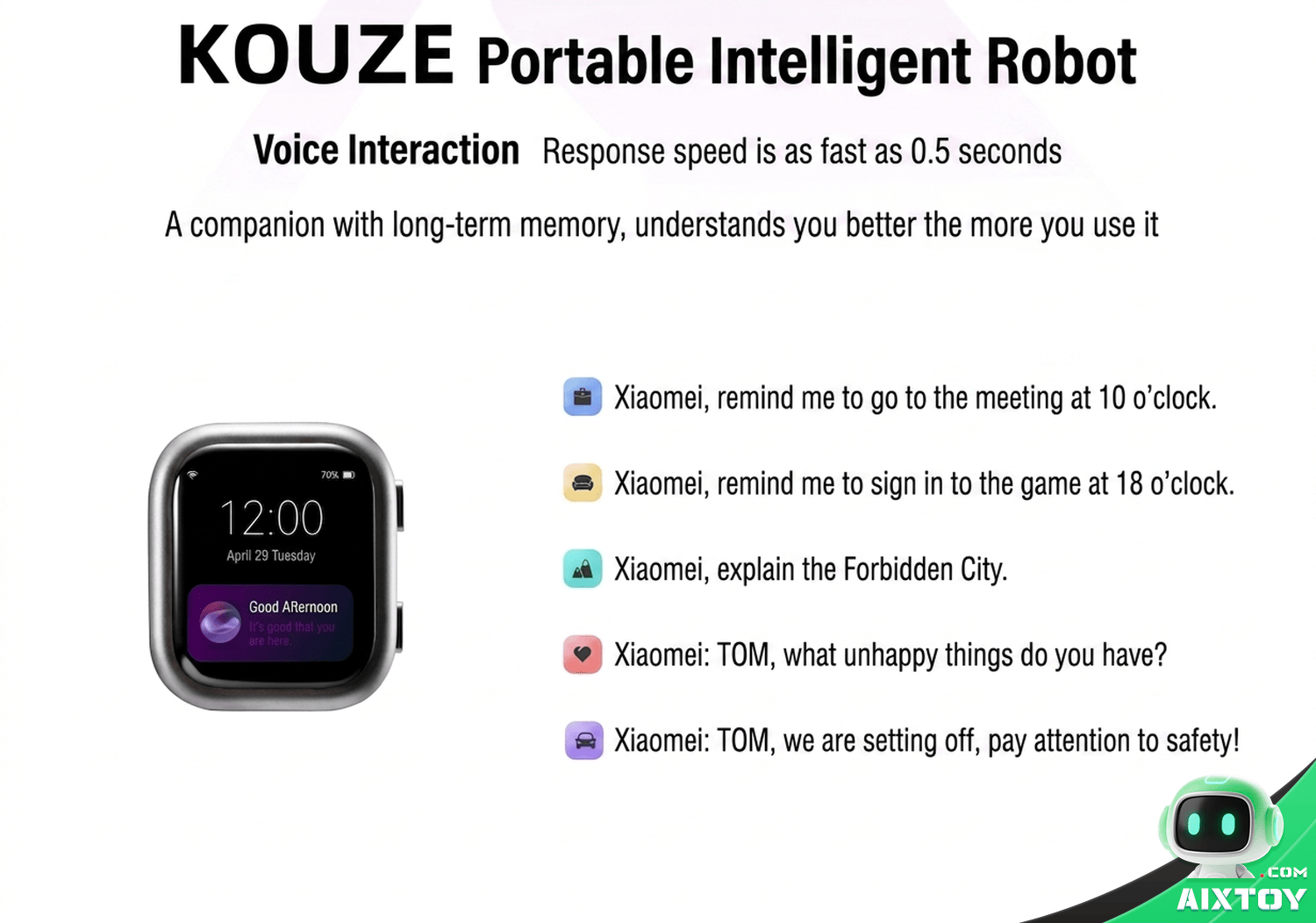 KOUZE K1 Pro AI Desktop Companion Robot - Smart Voice & Touch detail
