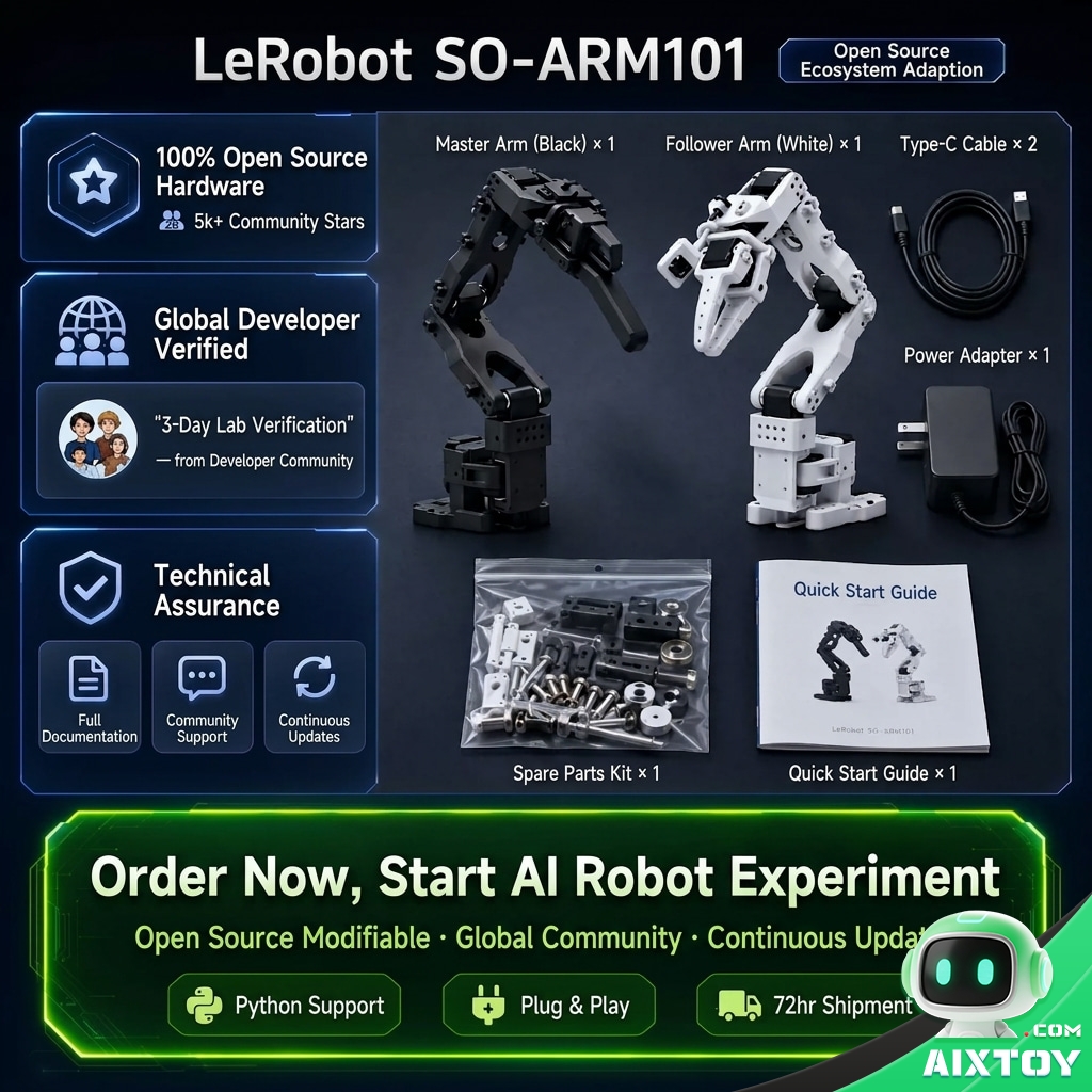 LeRobot SO-ARM101 Open-Source 6-Axis AI Robotic Arm - Embodied Intelligence Kit LeRobot SO-ARM101 Open-Source 6-Axis AI Robotic Arm - Embodied Intelligence Kit - feature detail