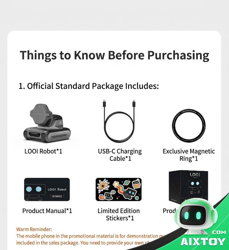 LOOI Phone AI Robot - Multi-Language Voice Chat & MagSafe Wireless Charging detail