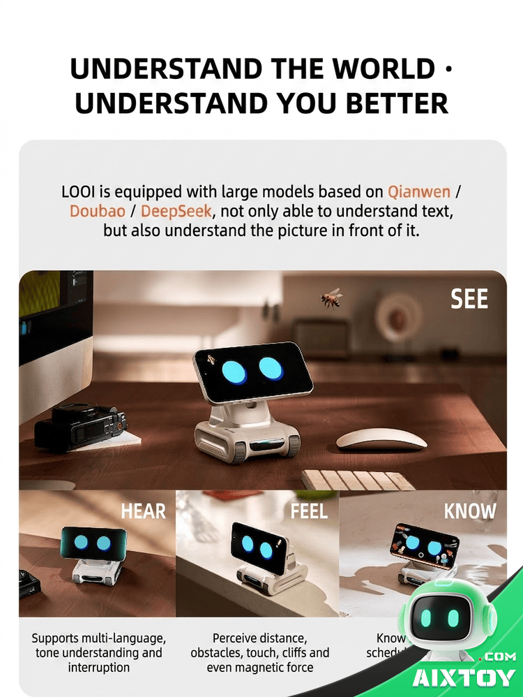 LOOI Phone AI Robot - Multi-Language Voice Chat & MagSafe Wireless Charging detail