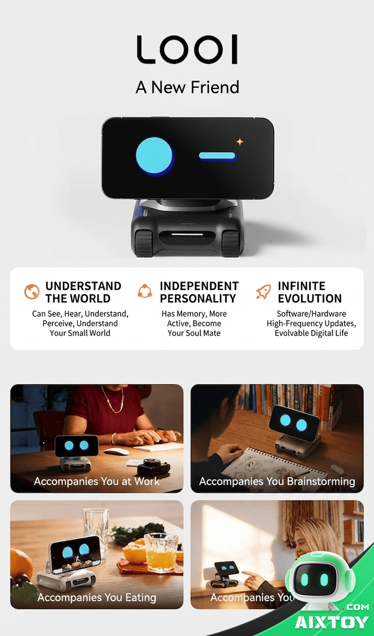 LOOI Phone AI Robot - Multi-Language Voice Chat & MagSafe Wireless Charging detail