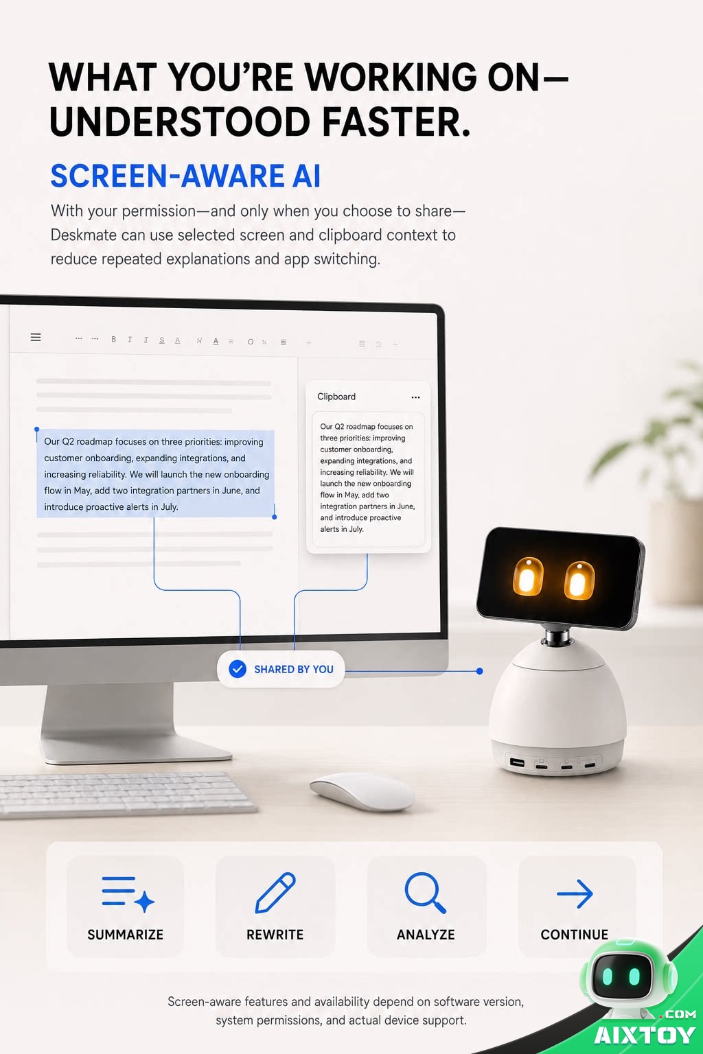 Loona DeskMate promotional image captioned what you are working on, understood faster Loona DeskMate promotional image captioned what you are working on, understood faster