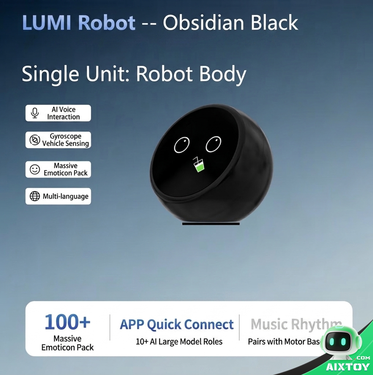 LUMI Car AI Robot Basic Head Only - Obsidian Black Single Unit LUMI Car AI Robot Basic Head Only - Obsidian Black Single Unit