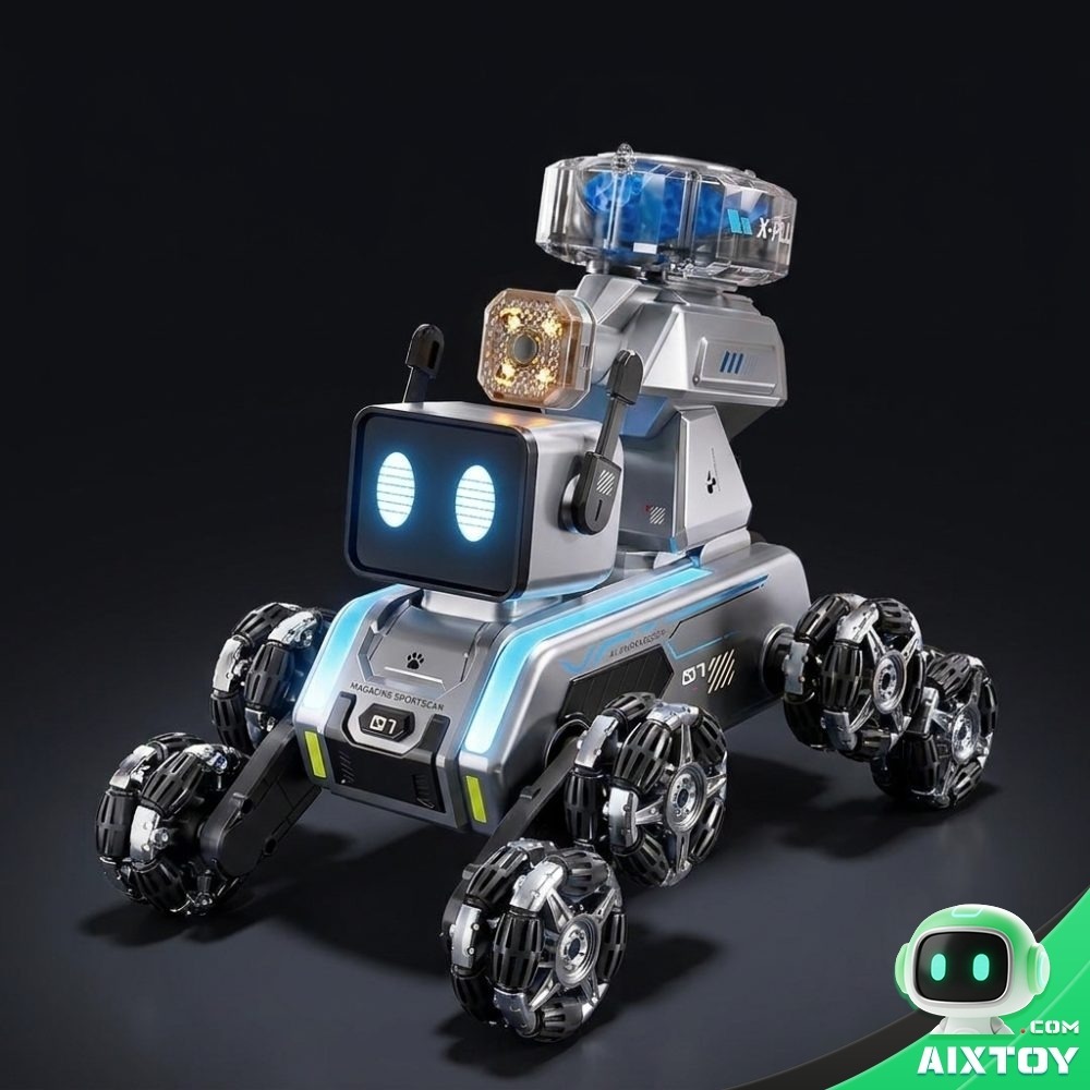AI Robot Dog RC Car 8-wheel stunt drift robot dog remote control car main product photo on white background