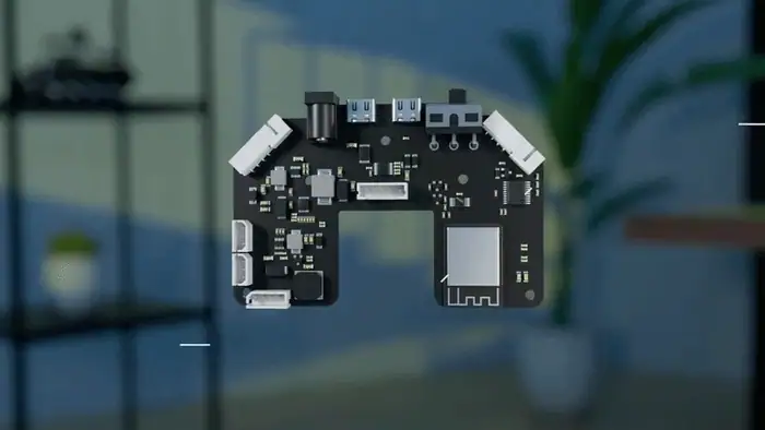 Animation touring the Hiwonder NexArm hardware: the dual-chip control board, the rotating base and the assembled six-axis arm