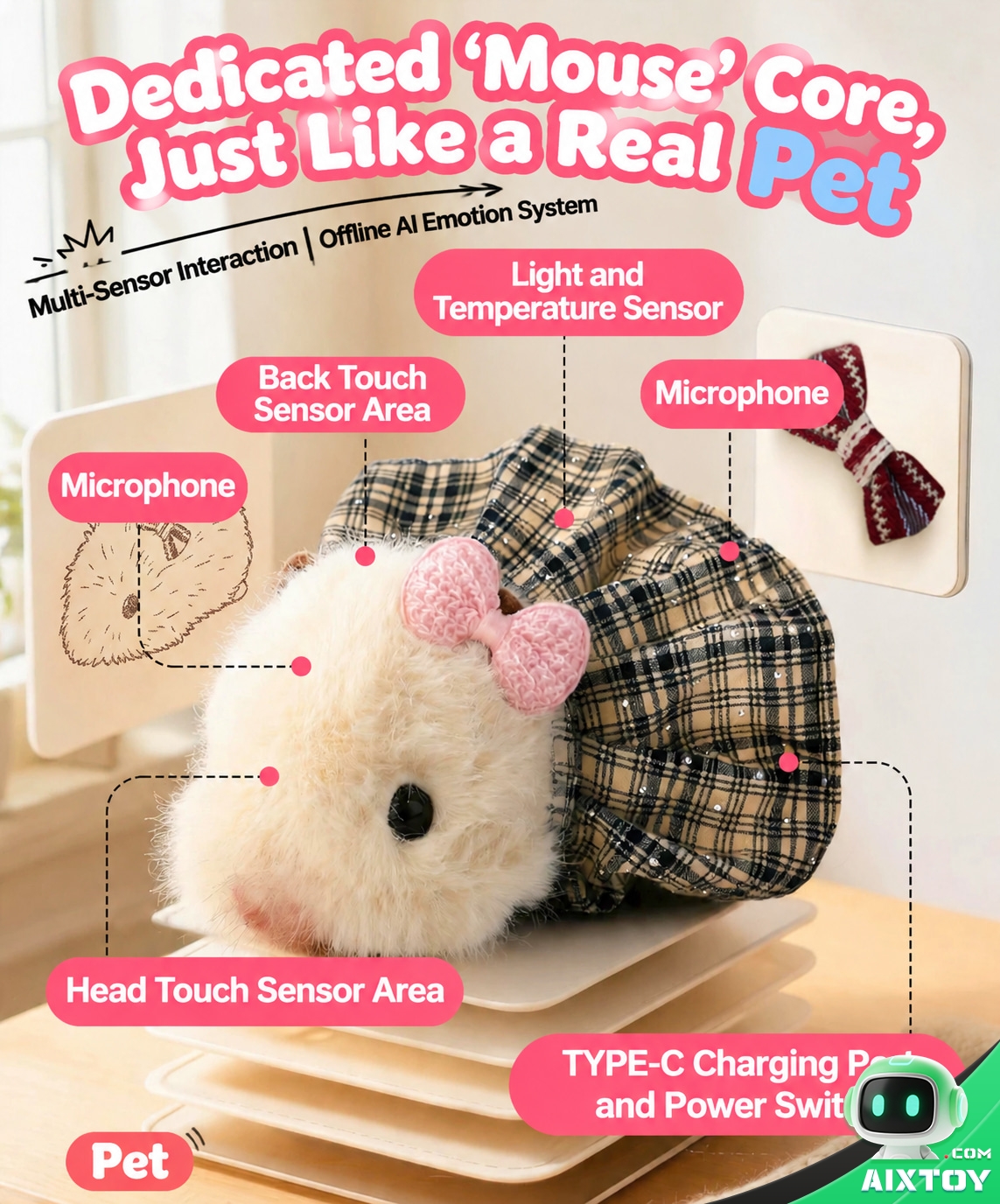 Pupu Mouse AI Plush Pet - Premium Talking Plush Companion with Gift Box Pupu Mouse AI Plush Pet - Premium Talking Plush Companion with Gift Box - feature detail