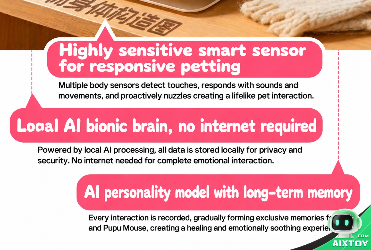 Pupu Mouse AI Plush Pet - Premium Talking Plush Companion with Gift Box Pupu Mouse AI Plush Pet - Premium Talking Plush Companion with Gift Box - feature detail