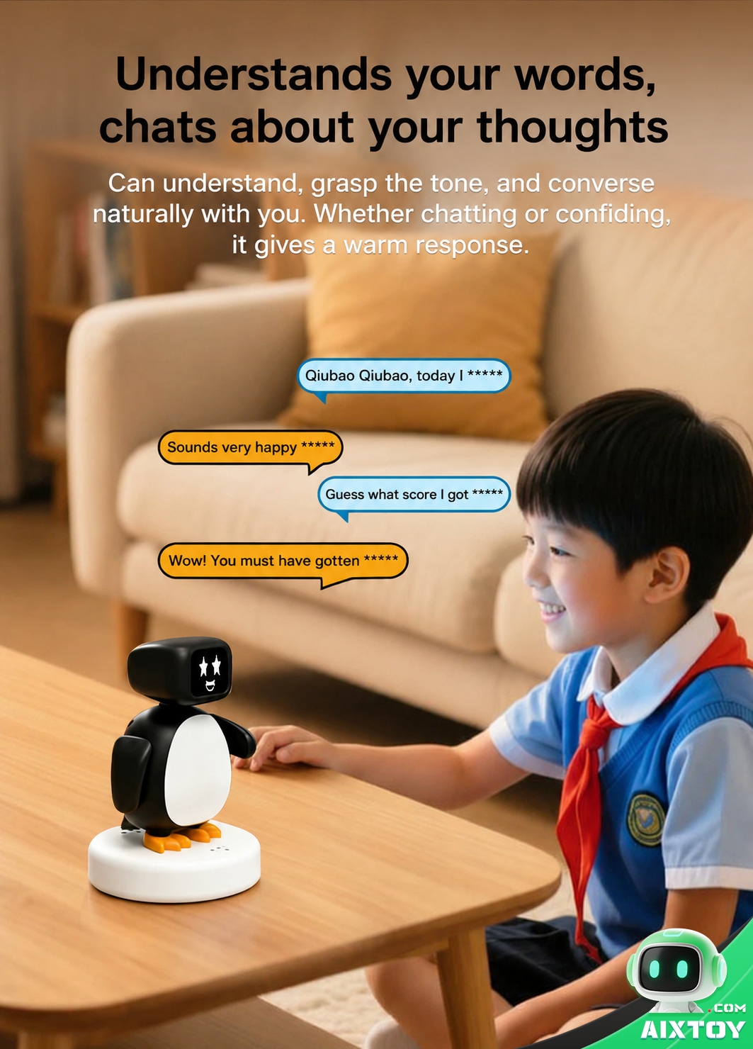 Qiubao AI Companion Robot - Desktop Talking Robot with Collectible Cards Qiubao AI Companion Robot - Desktop Talking Robot with Collectible Cards - feature detail