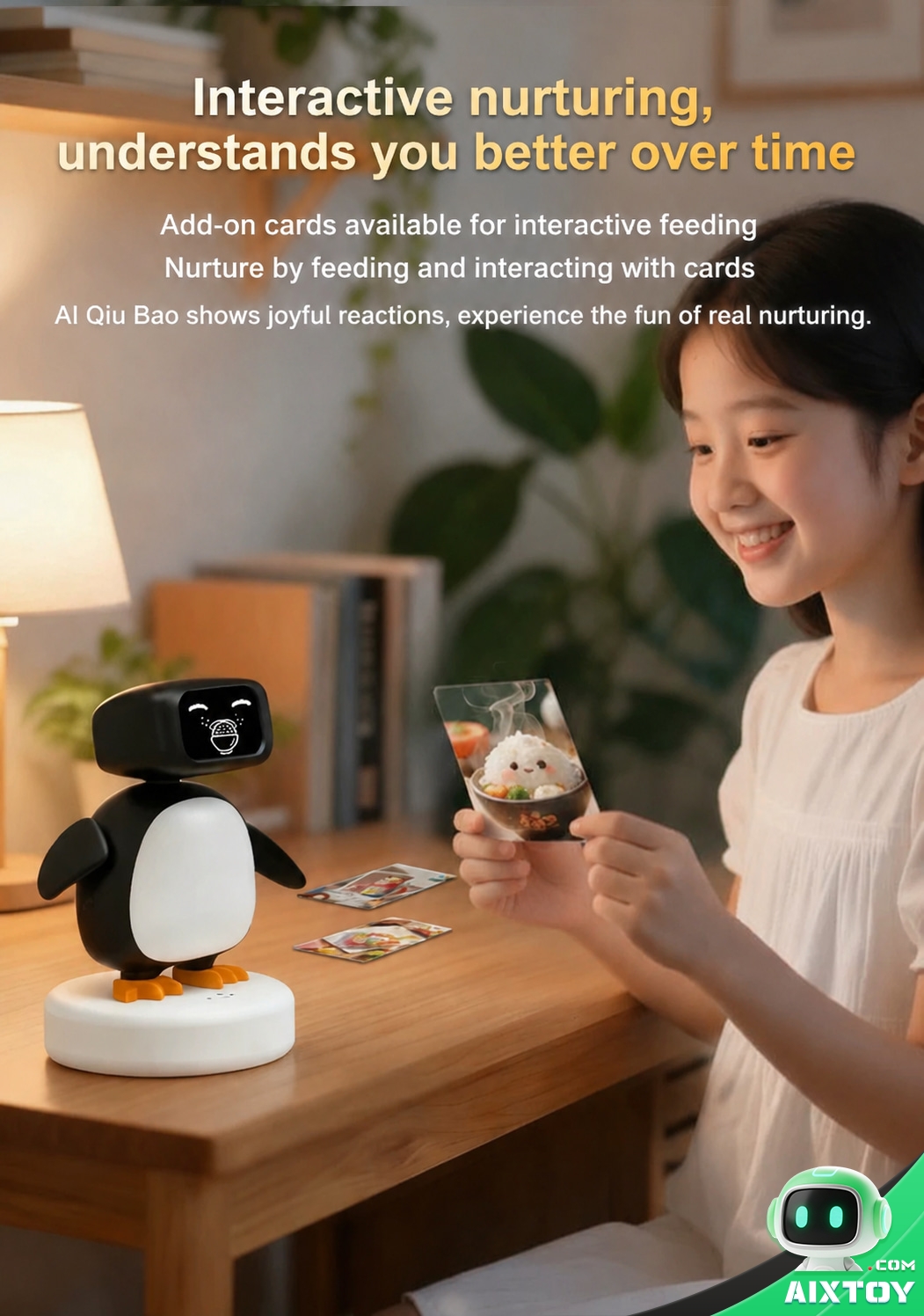 Qiubao AI Companion Robot - Desktop Talking Robot with Collectible Cards Qiubao AI Companion Robot - Desktop Talking Robot with Collectible Cards - feature detail