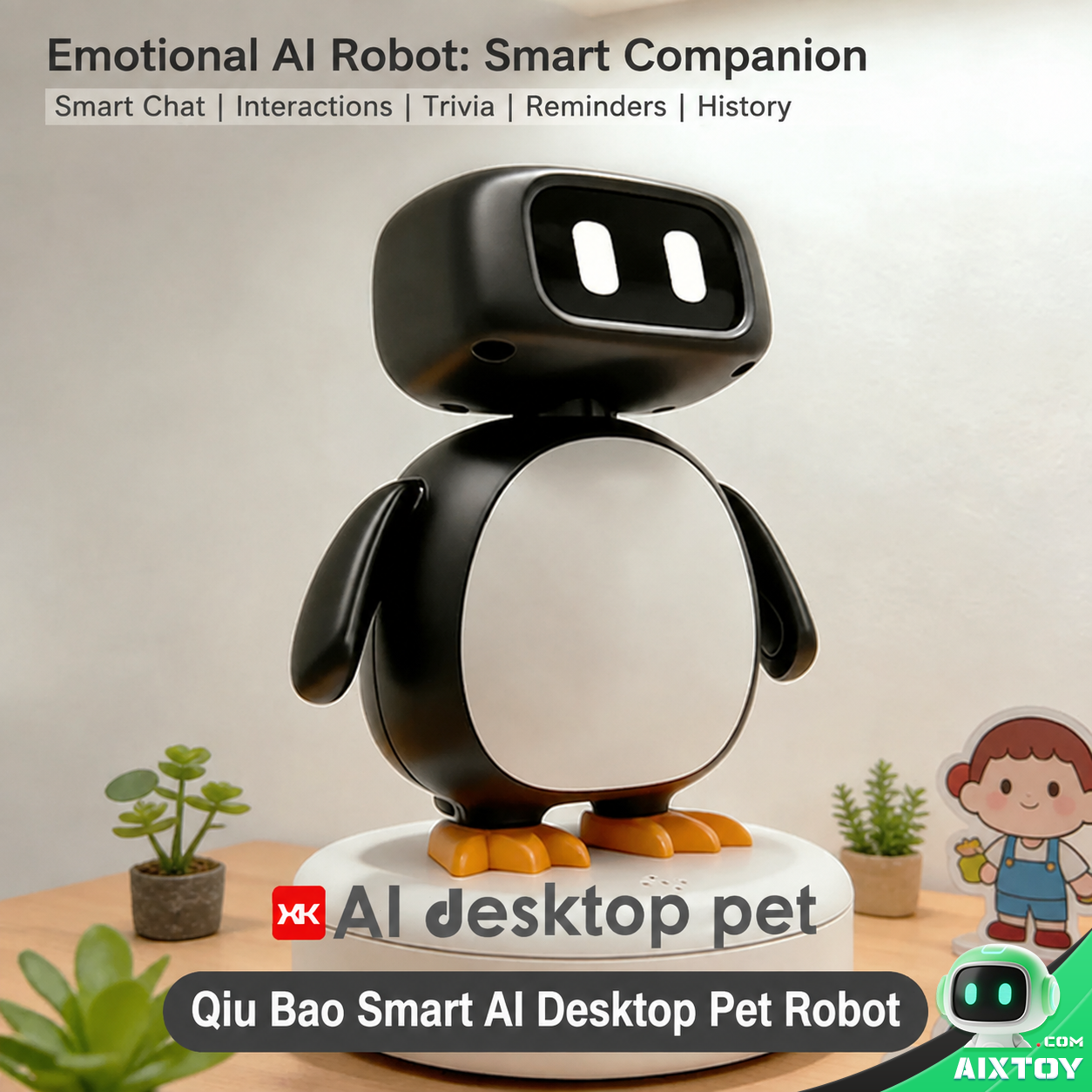Qiubao AI Companion Robot - Desktop Talking Robot with Collectible Cards gallery view (AIXTOY)