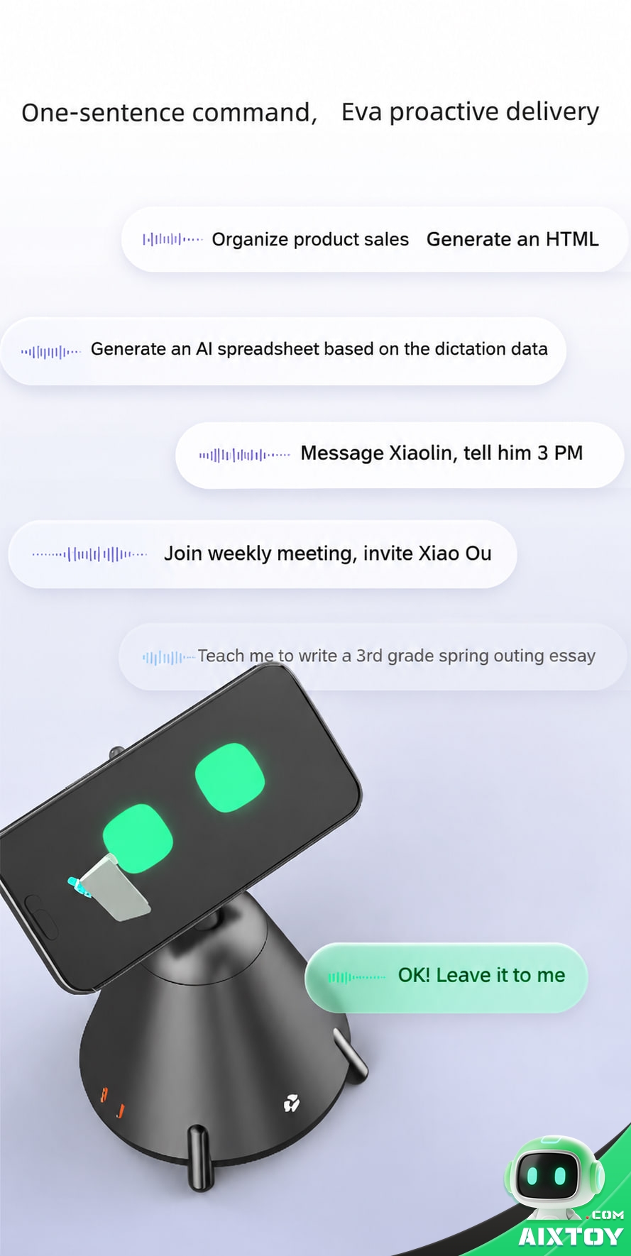One-sentence command flow: QwenNote Eva takes a spoken instruction and delivers a finished result proactively One-sentence command flow: QwenNote Eva takes a spoken instruction and delivers a finished result proactively