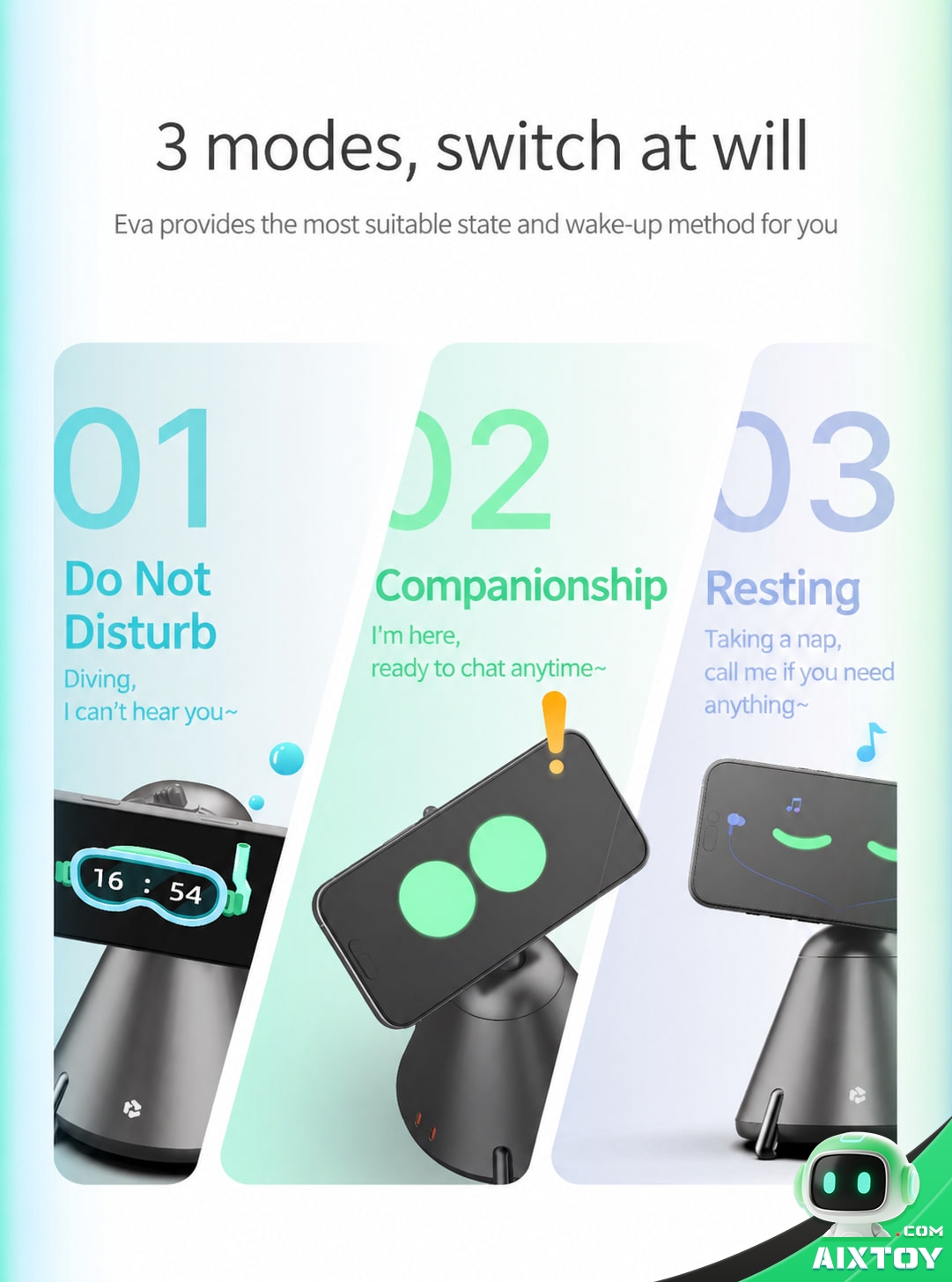 Three states to switch at will: Do Not Disturb, Companionship and Resting Three states to switch at will: Do Not Disturb, Companionship and Resting