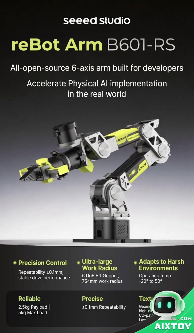 reBot Arm B601-RS Open-Source 6-Axis Robotic Arm - High-Precision Embodied AI Arm reBot Arm B601-RS Open-Source 6-Axis Robotic Arm - High-Precision Embodied AI Arm - feature detail