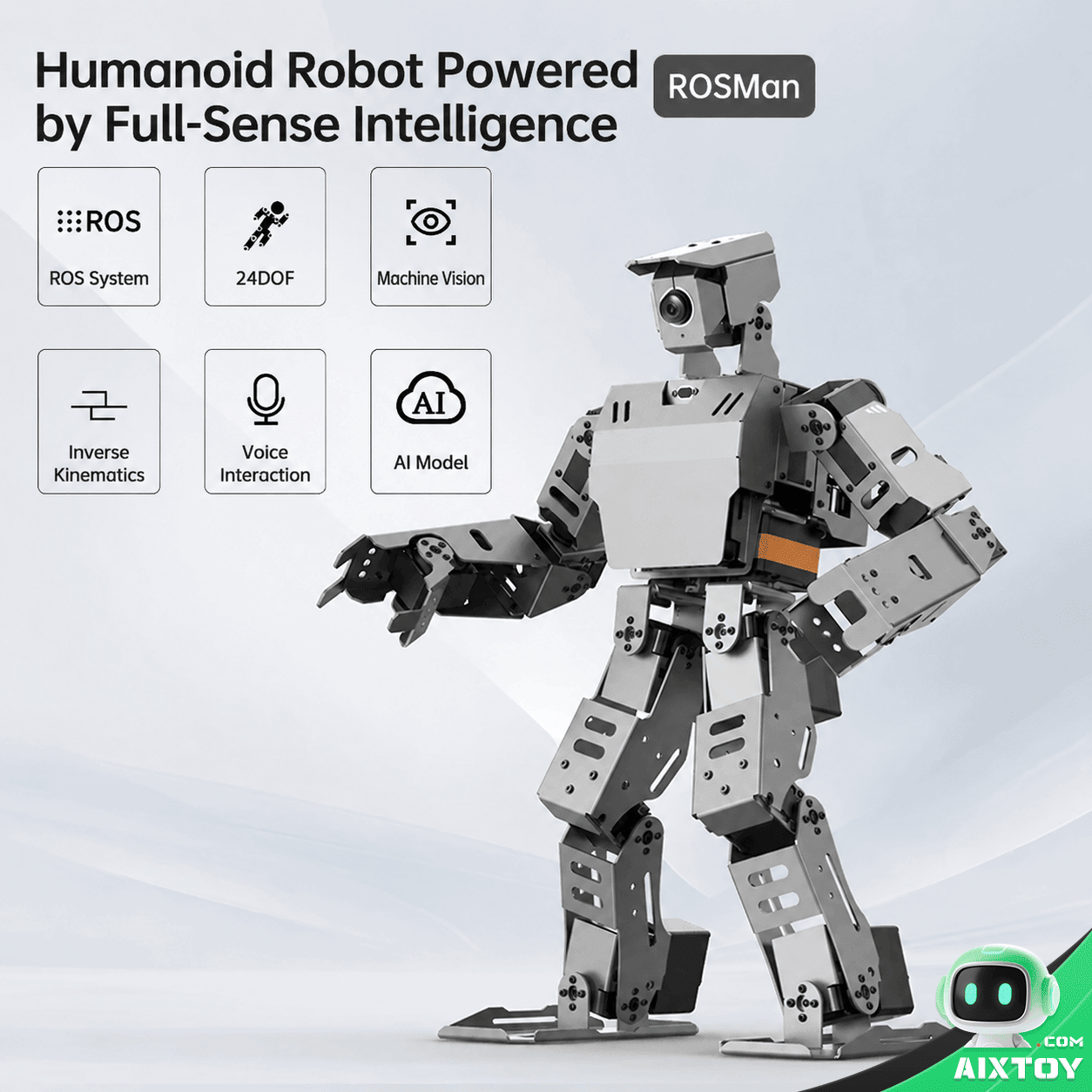 ROSMan Humanoid Vision Robot - AI Tracking & Soccer detail