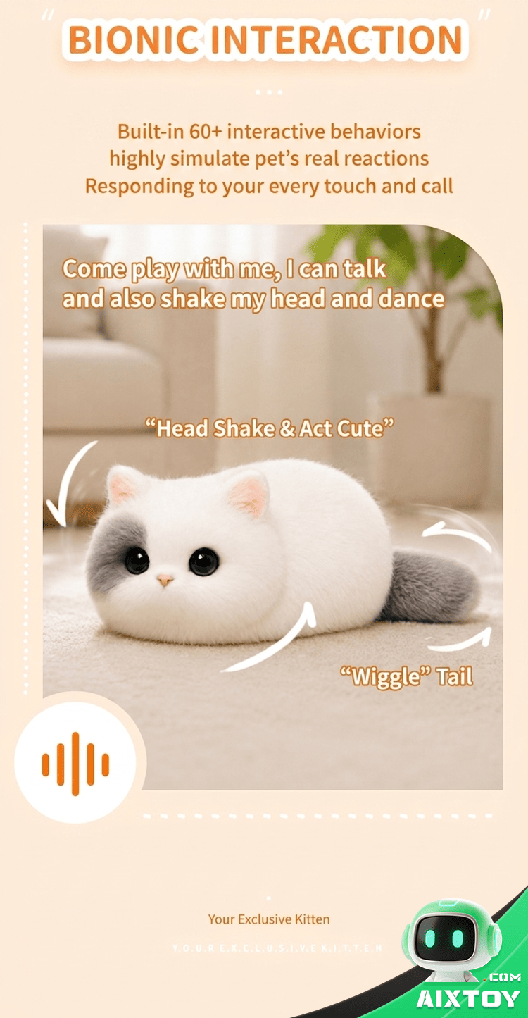 Walulu Cat AI Pet Robot - Smart Plush Feline Companion Toy detail