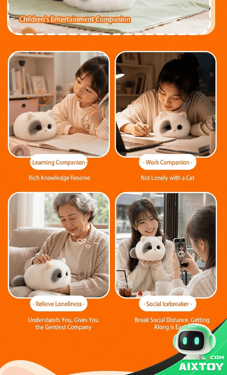 Walulu Cat AI Pet Robot - Smart Plush Feline Companion Toy detail