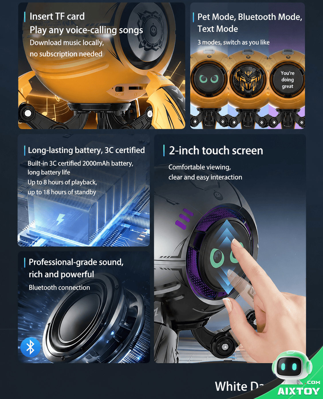 Xiaozhi AI Desktop Robot Voice Control and AI Conversation Xiaozhi AI Desktop Robot voice control feature - AI conversation companion AIXTOY