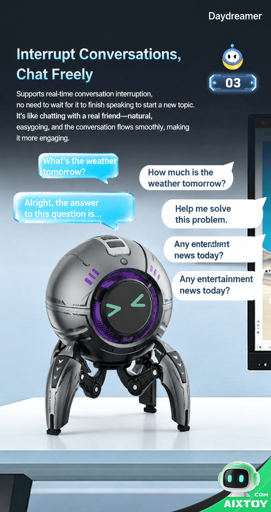 Xiaozhi AI Desktop Robot WiFi Smart Home IoT Connectivity Xiaozhi AI Desktop Robot WiFi connectivity IoT smart home AIXTOY