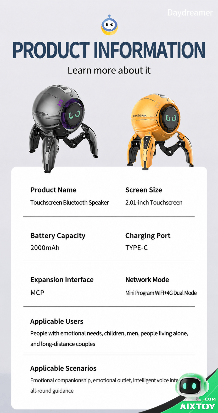Xiaozhi AI Desktop Robot Included Accessories Package Xiaozhi AI Desktop Robot accessories package included items AIXTOY