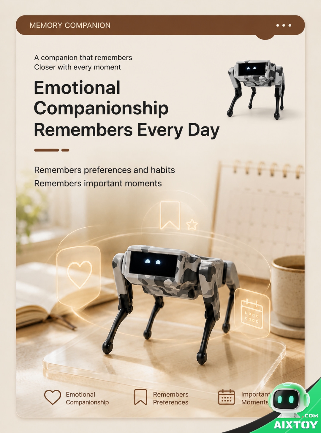 XiaoZhi Mini AI Robot Dog - Offline Interactive Companion Robot Pet with Voice Chat and Visual Programming XiaoZhi Mini AI Robot Dog - Offline Interactive Companion Robot Pet with Voice Chat and Visual Programming - feature detail