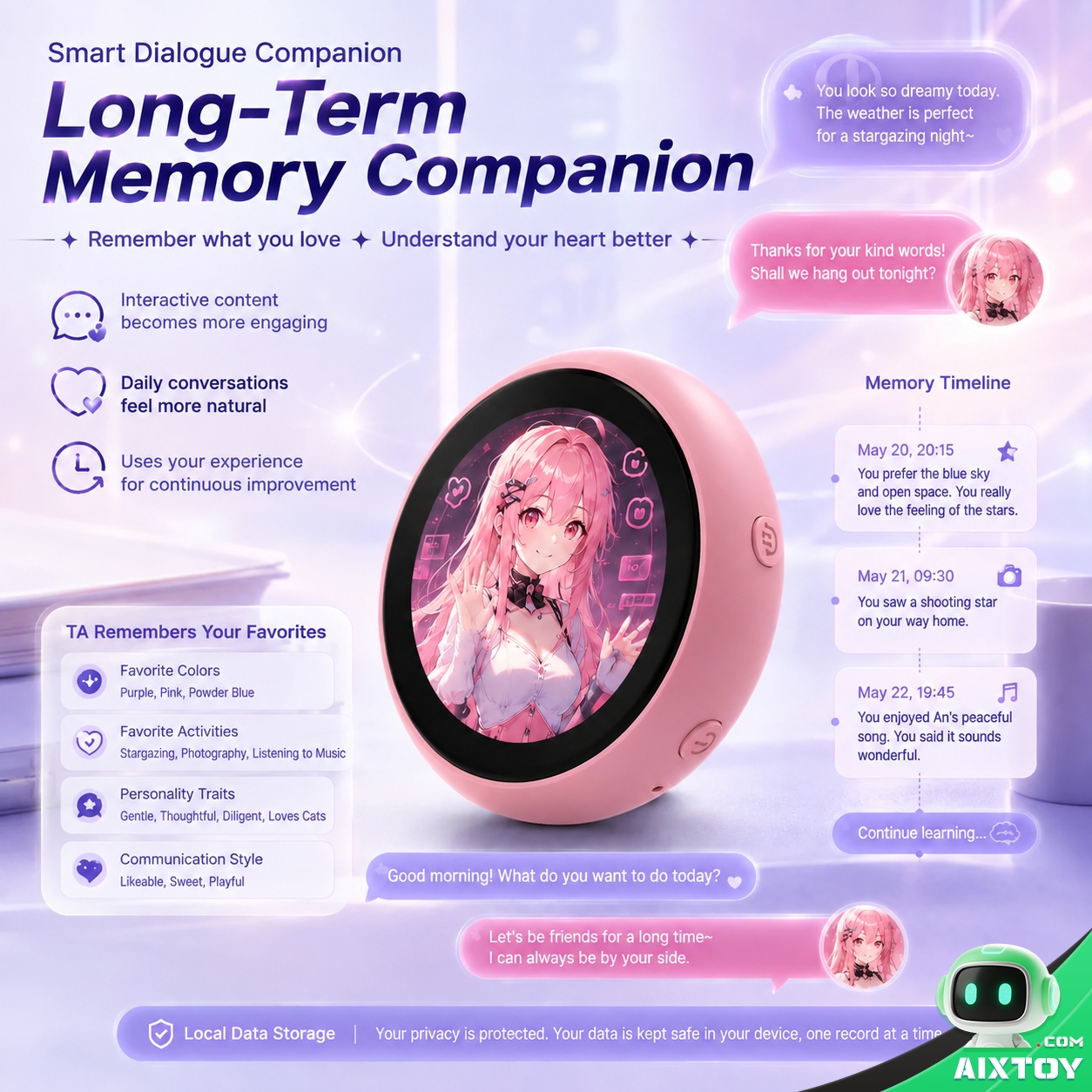 Xinyu Smart Interactive AI Pendant - Touchscreen Robot Pet with Custom Avatar Xinyu Smart Interactive AI Pendant - Touchscreen Robot Pet with Custom Avatar - feature detail