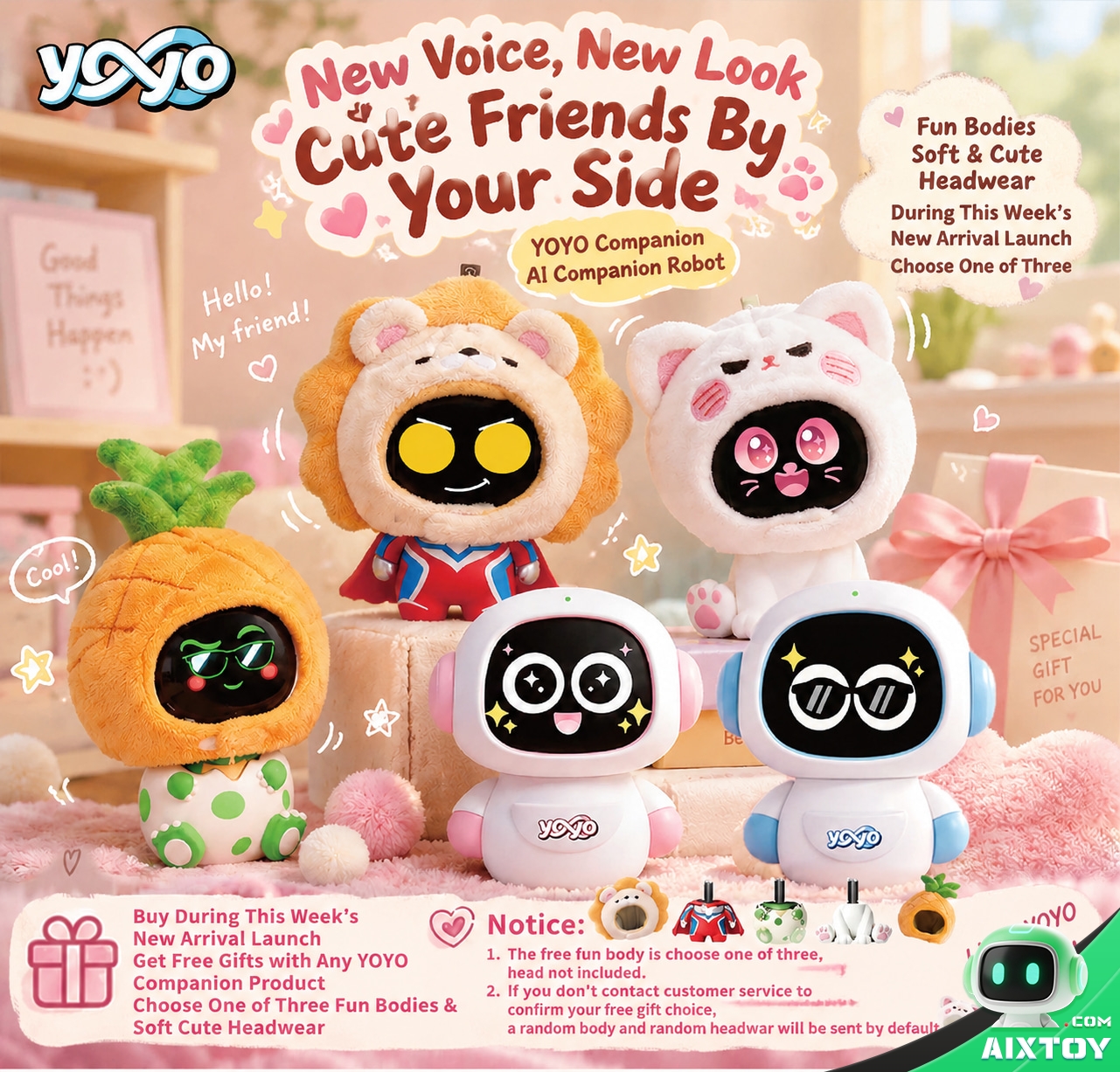 YOYO AI Companion Robot - 4G Portable Talking Robot with Plush Pals and Outfits YOYO AI Companion Robot - 4G Portable Talking Robot with Plush Pals and Outfits - feature detail
