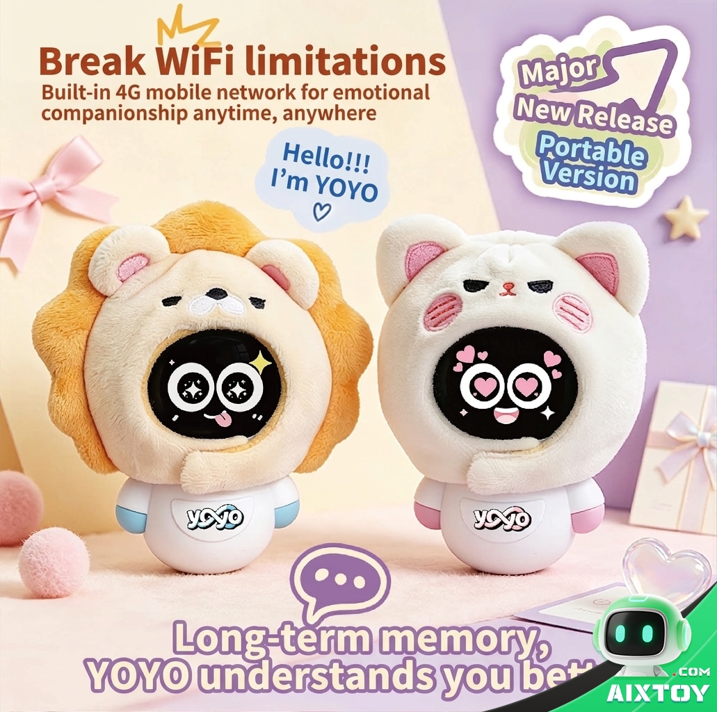 YOYO AI Companion Robot - 4G Portable Talking Robot with Plush Pals and Outfits YOYO AI Companion Robot - 4G Portable Talking Robot with Plush Pals and Outfits - feature detail