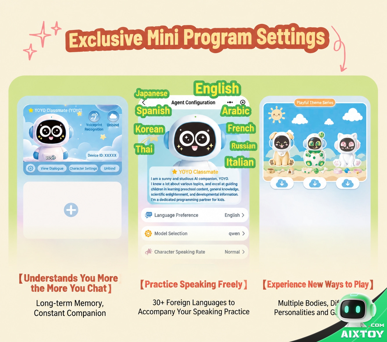 YOYO AI Companion Robot - 4G Portable Talking Robot with Plush Pals and Outfits YOYO AI Companion Robot - 4G Portable Talking Robot with Plush Pals and Outfits - feature detail