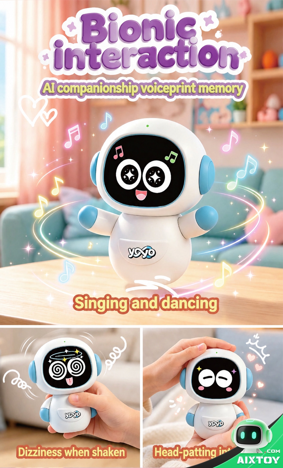 YOYO AI Companion Robot - 4G Portable Talking Robot with Plush Pals and Outfits YOYO AI Companion Robot - 4G Portable Talking Robot with Plush Pals and Outfits - feature detail
