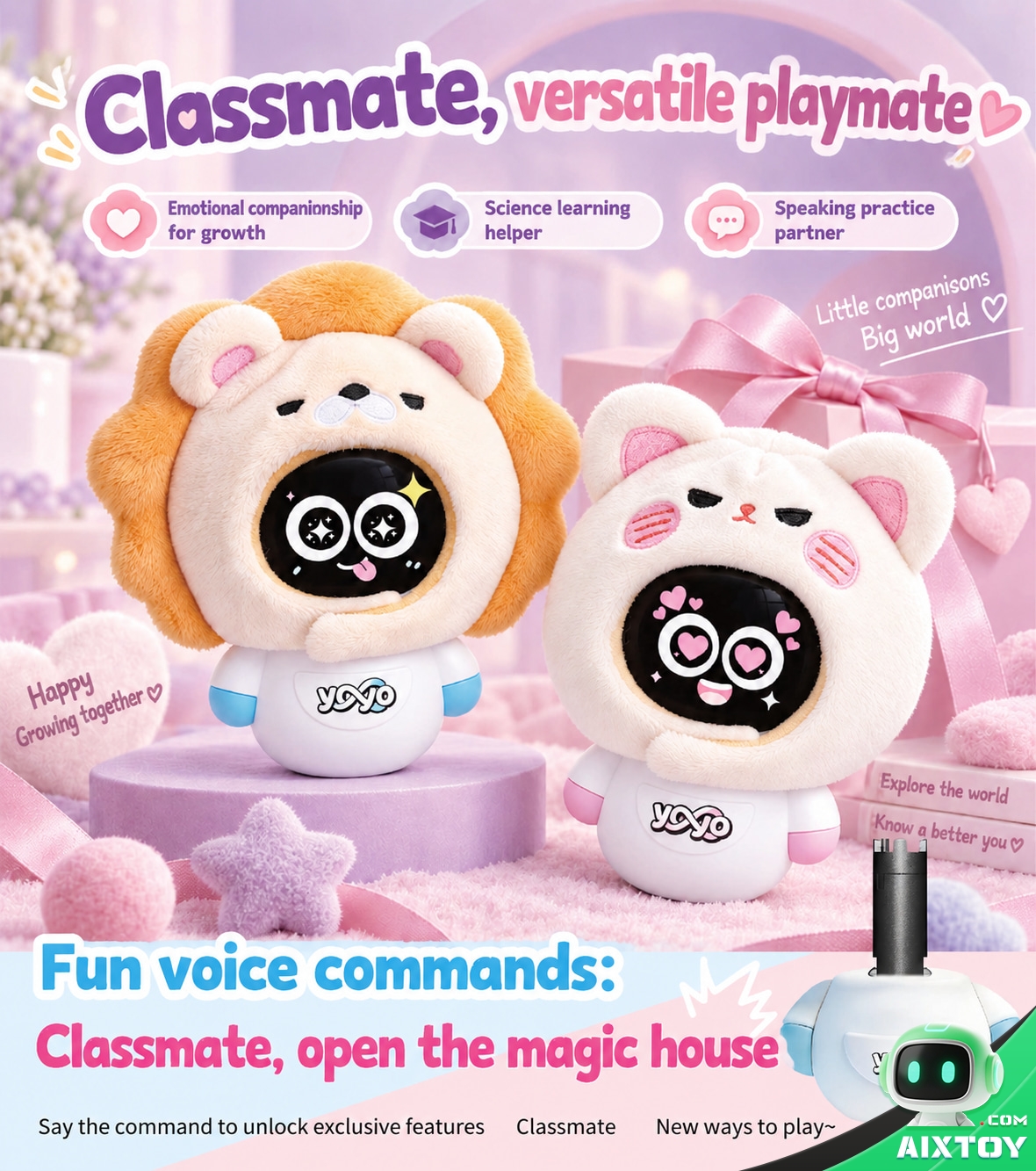 YOYO AI Companion Robot - 4G Portable Talking Robot with Plush Pals and Outfits YOYO AI Companion Robot - 4G Portable Talking Robot with Plush Pals and Outfits - feature detail