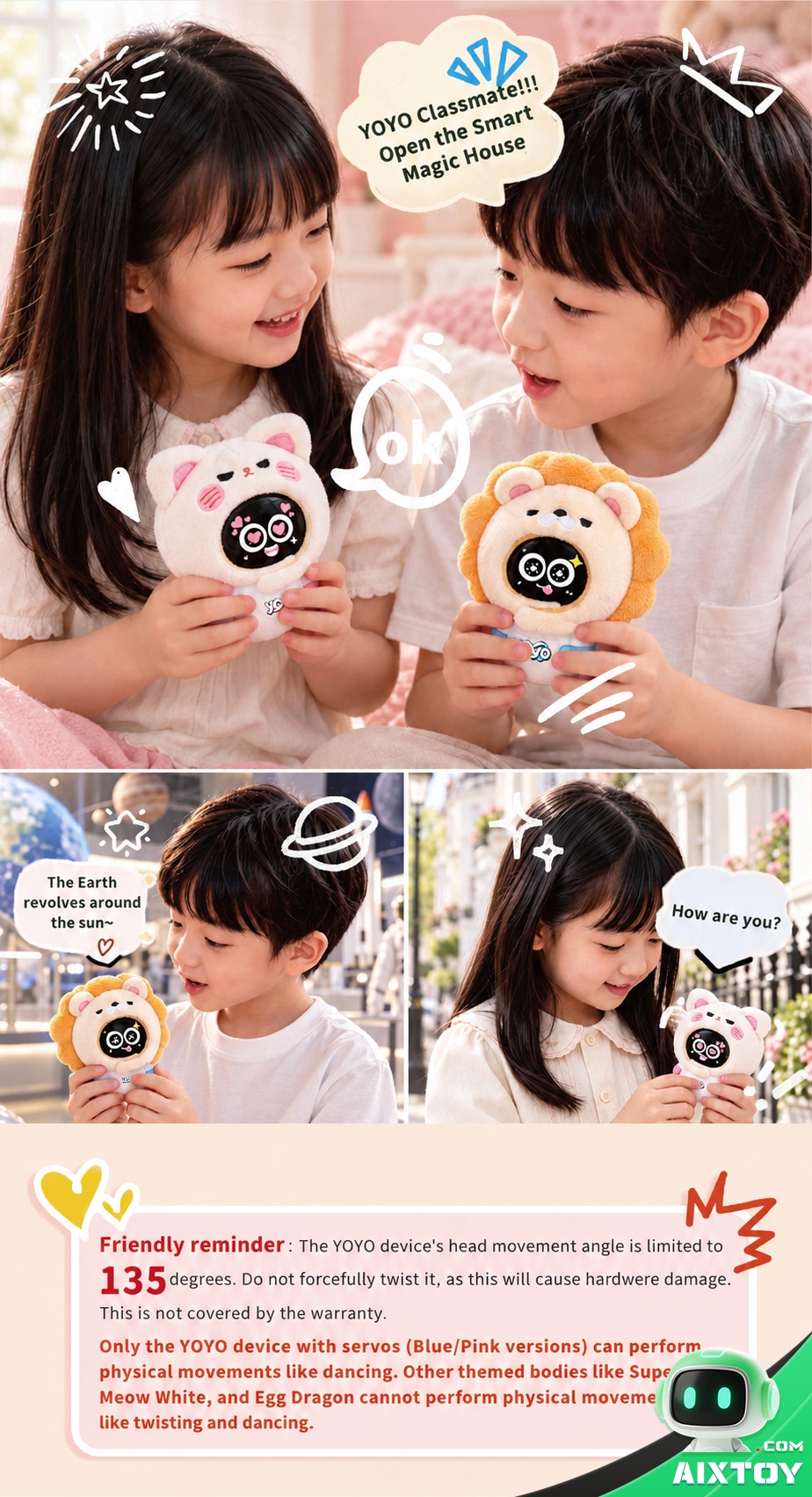 YOYO AI Companion Robot - 4G Portable Talking Robot with Plush Pals and Outfits YOYO AI Companion Robot - 4G Portable Talking Robot with Plush Pals and Outfits - feature detail