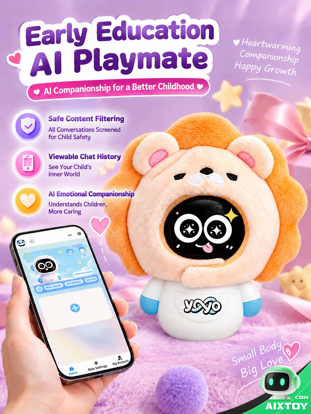 YOYO AI Companion Robot - 4G Portable Talking Robot with Plush Pals & Outfits gallery view (AIXTOY)