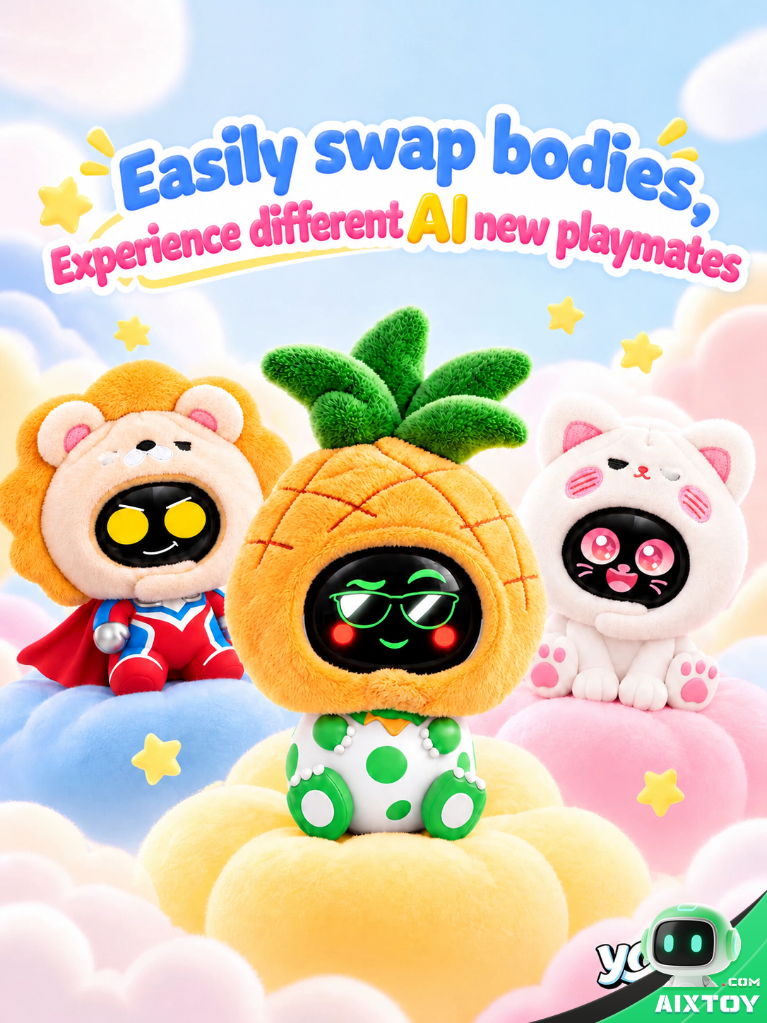 YOYO AI Companion Robot - 4G Portable Talking Robot with Plush Pals & Outfits gallery view (AIXTOY)