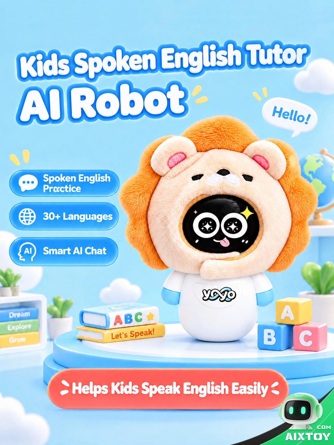 YOYO AI Companion Robot - 4G Portable Talking Robot with Plush Pals & Outfits gallery view (AIXTOY)